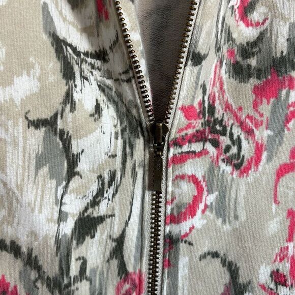 Chico’s Weekends soft zip front print three quarter sleeve transitional jacket L - Picture 4 of 12